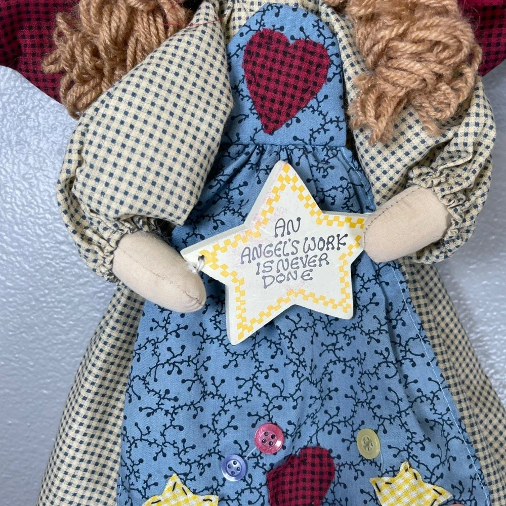 Vintage‎ House of Lloyd Country Cloth Angel With Plaid Dress Holding a Star - Picture 3 of 9